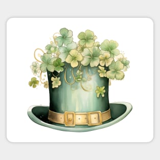 Gold and Green Leprechaun Top Hat with Clover Magnet